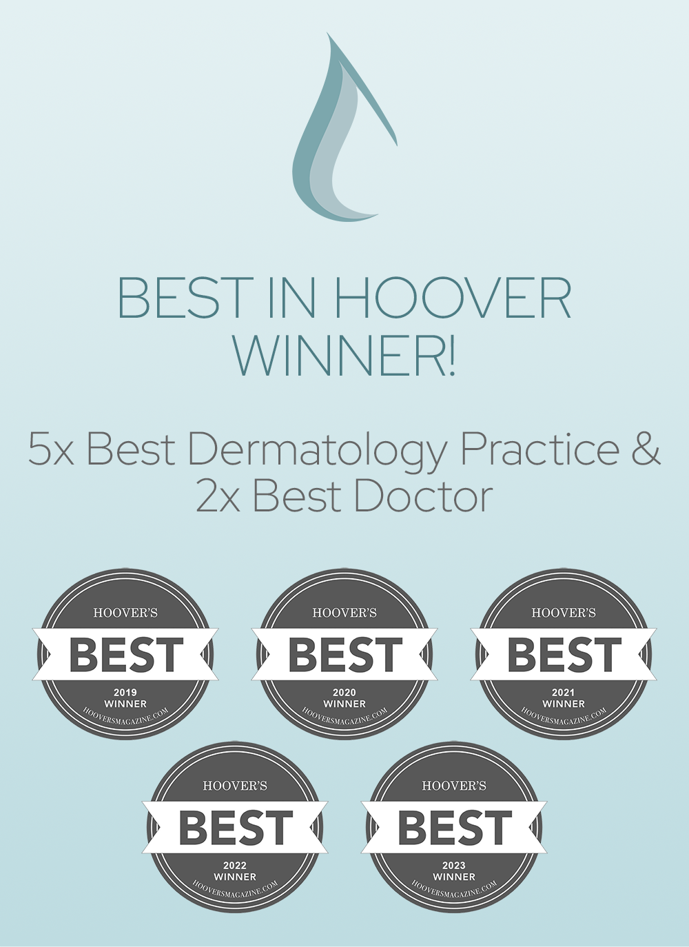 Best in Hoover winner! 5x Best Dermatology Practice & 2x Best Doctor.